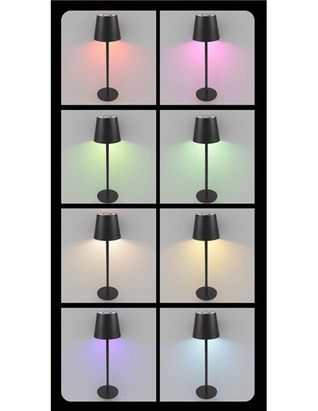POWERTECH LED επιτραπέζιο φωτιστικό HLL-0195, RGB, ρυθμιζόμενο, επαναφορτιζόμενο, μαύρο