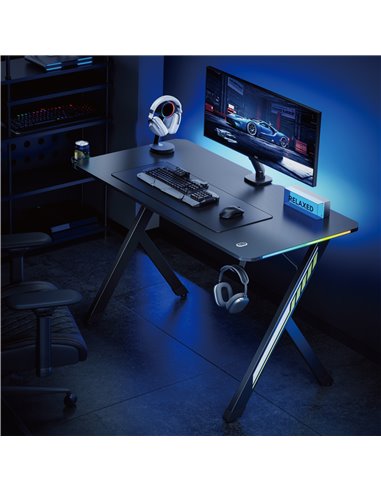 POWERTECH gaming γραφείο PT-1498 με RGB φωτισμό, 120x60x75cm, μαύρο