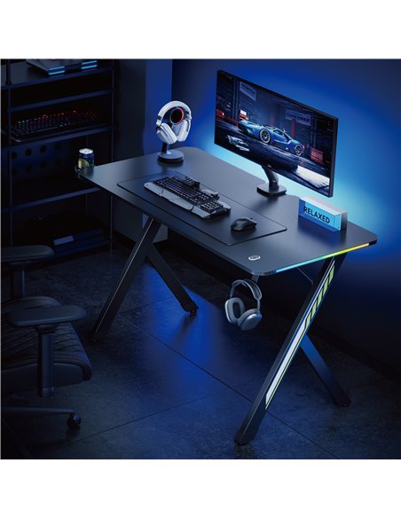 POWERTECH gaming γραφείο PT-1498 με RGB φωτισμό, 120x60x75cm, μαύρο