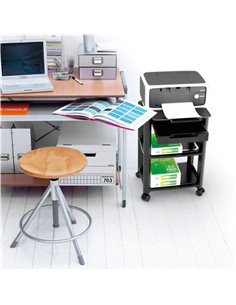 BRATECK ραφιέρα δαπέδου AMS-5L με ροδάκια, 3 ράφια, 50x33x63.5cm, έως 10kg, μαύρη