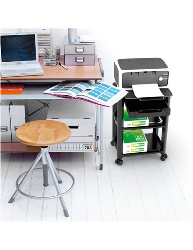 BRATECK ραφιέρα δαπέδου AMS-5L με ροδάκια, 3 ράφια, 50x33x63.5cm, έως 10kg, μαύρη