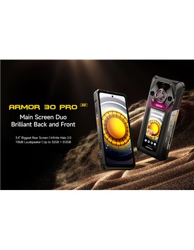 ULEFONE smartphone Armor 30 Pro, 6.95" & 3.4", 16/512GB, 5G, 12800mAh, IP68/IP69K, μαύρο