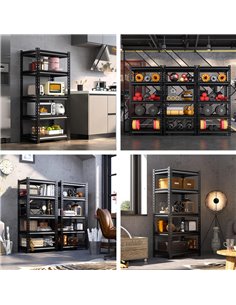 HOME USE μεταλλική ραφιέρα HUH-0248 με 5 ράφια, 90x40x183cm, μαύρη