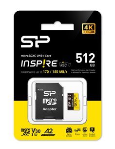 SILICON POWER κάρτα μνήμης microSDXC Inspire, 512GB, UHS-I U3 A1 V30