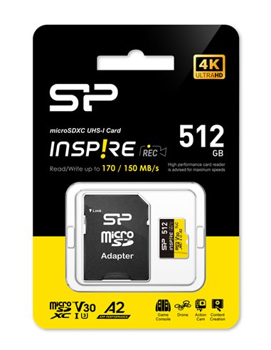 SILICON POWER κάρτα μνήμης microSDXC Inspire, 512GB, UHS-I U3 A1 V30