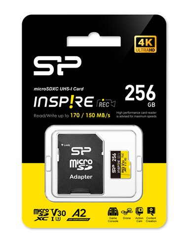 SILICON POWER κάρτα μνήμης microSDXC Inspire, 256GB, UHS-I U3 A1 V30