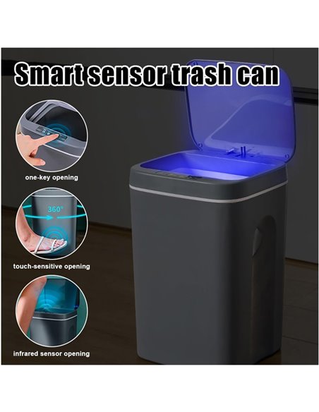 HOME USE κάδος απορριμμάτων HUH-0254 με φωτοκύτταρο, 10.5lt, γκρι