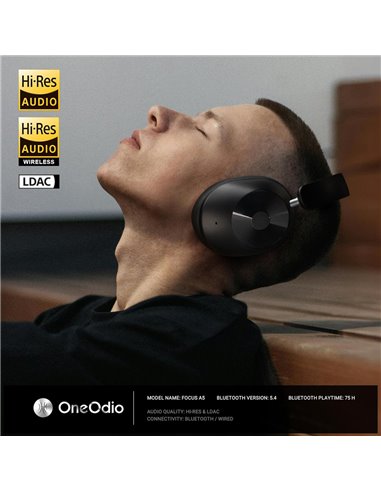 ONEODIO headphones Focus A5, ενσύρματα & ασύρματα, Hybrid ANC, 40mm, 600mAh, μαύρο