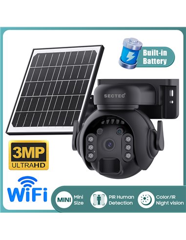 SECTEC smart ηλιακή κάμερα ST-515C-3M-5W-BK, 3MP, WiFi, SD, PTZ, IP65
