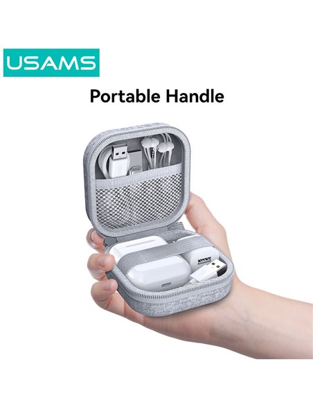 USAMS θήκη οργάνωσης ακουστικών Bluetooth ZB351, 9.5x9.5x5cm, γκρι