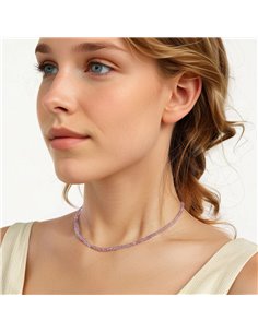 BAMOER κολιέ BSN431 με κρύσταλλα, ασήμι 925, μωβ