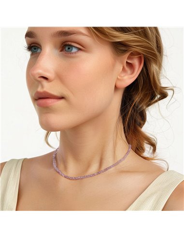 BAMOER κολιέ BSN431 με κρύσταλλα, ασήμι 925, μωβ