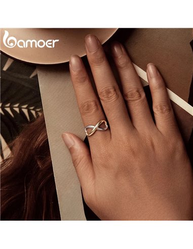 BAMOER δαχτυλίδι BSR622-E, ανοιγόμενο, ασήμι 925, ασημί/χρυσό