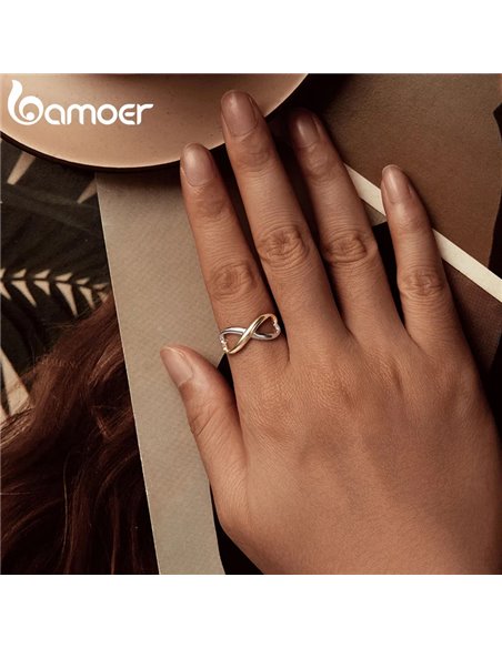 BAMOER δαχτυλίδι BSR622-E, ανοιγόμενο, ασήμι 925, ασημί/χρυσό