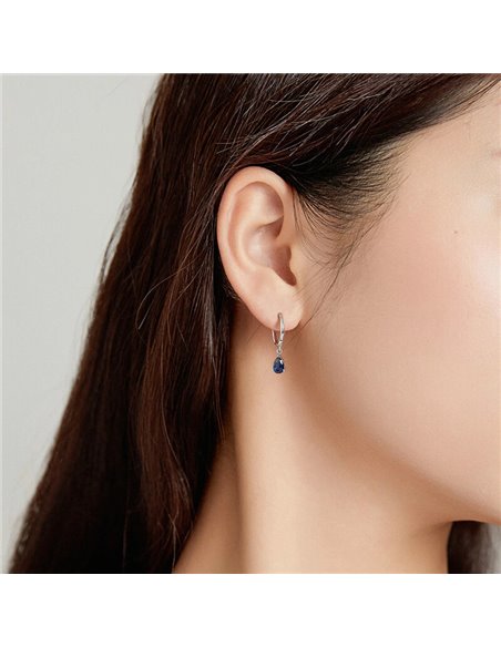 BAMOER σκουλαρίκια κρίκοι SCE1018-BU με κυβική ζιρκόνια, ασήμι 925, μπλε