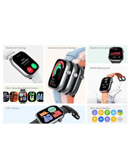 MIBRO smartwatch C4, heart rate, 2.01" TFT, 2 ATM, γκρι