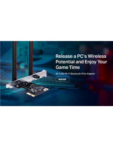 MERCUSYS κάρτα δικτύου WiFi & Bluetooth MA30E, AC1200, PCIe, Ver 1.0