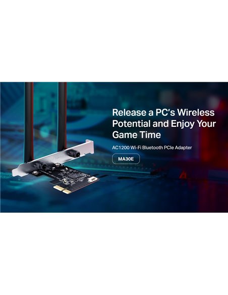 MERCUSYS κάρτα δικτύου WiFi & Bluetooth MA30E, AC1200, PCIe, Ver 1.0