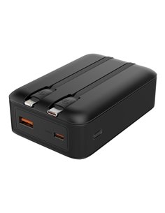 POWERTECH power bank PT-1504 με καλώδια & οθόνη, 20000mah, 22.5W, μαύρο