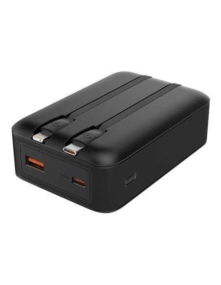 POWERTECH power bank PT-1504 με καλώδια & οθόνη, 20000mah, 22.5W, μαύρο