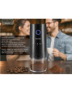 BRUNO BRN-0256 Ηλεκτρικός Μύλος Καφέ επαναφορτιζόμενος με 39 επίπεδα άλεσης, μαύρος