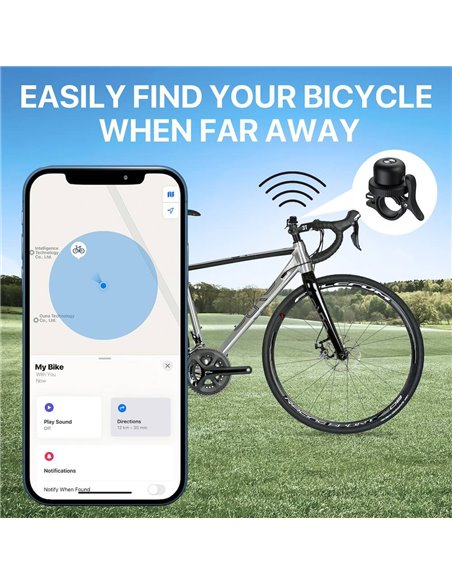 MILI κουδούνι ποδηλάτου με smart tag MiTag Duo, iOS & Android, Bluetooth tracker, μαύρο/λευκό