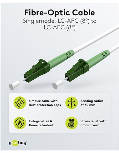 GOOBAY καλώδιο οπτικής ίνας LC-APC 59583, Singlemode OS2, 0.5m, λευκό