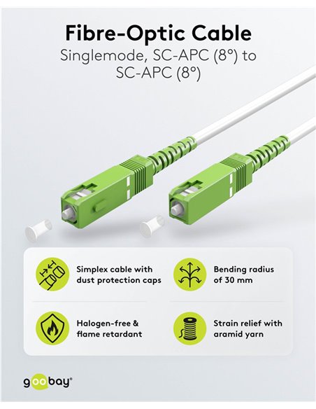 GOOBAY καλώδιο οπτικής ίνας SC-APC 59599, Singlemode OS2, 15m, λευκό