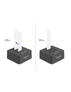 DELOCK docking station για M.2 NVMe SSD 64300, 2 θέσεων, 20Gbps, clone/erase function, μαύρο