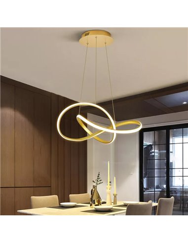 POWERTECH LED φωτιστικό οροφής HLL-0208, 48W, 4000K, Φ50cm x 120cm, χρυσό