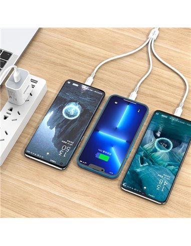 KAKUSIGA καλώδιο USB σε USB-C/Lightning/Micro USB KSC-997, 5A, 1.2m, λευκό