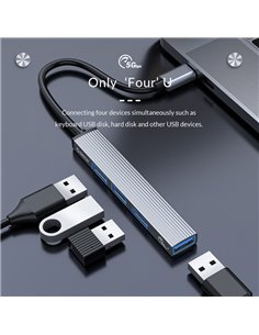 ORICO USB hub AH-13, 4x θυρών, USB 3.0, 5Gbps, USB-C σύνδεση, γκρι