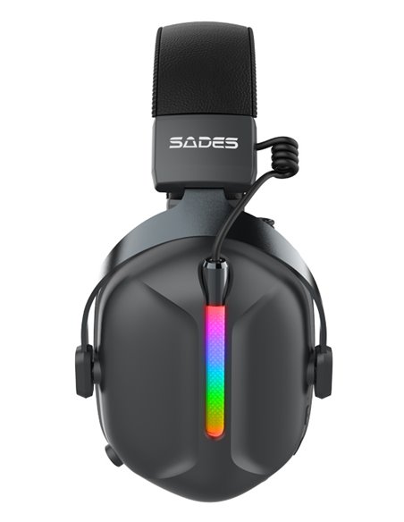 SADES gaming headset Defender, ασύρματα & ενσύρματα, 50mm, 1050mAh, RGB, multi-platform, μαύρο