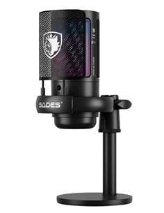 SADES gaming μικρόφωνο TYTO με βάση γραφείου & επιτραπέζια, pop φίλτρο, καρδιοειδές, USB, μαύρο
