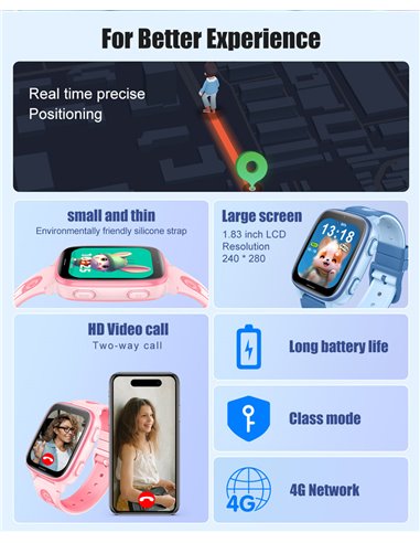 INTIME GPS smartwatch για παιδιά IT-073, 1.83", κάμερα, 4G, IPX5, ροζ