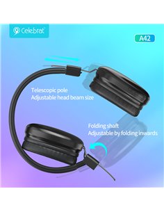 CELEBRAT headphones A42, ασύρματα & ενσύρματα, 40mm, 300mAh, μαύρα