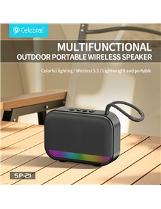 CELEBRAT φορητό ηχείο SP-21, 5W, Bluetooth, 1200mAh, μαύρο