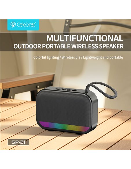 CELEBRAT φορητό ηχείο SP-21, 5W, Bluetooth, 1200mAh, μαύρο