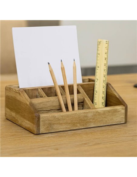 Μολυβοθήκη γραφείου Nextdeco Tribeca ανακυκλωμένο ξύλο mahoni 27x17x10εκ.
