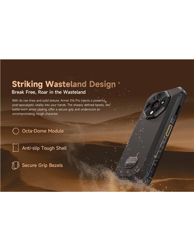 ULEFONE smartphone Armor X16 Pro, 6.56", 8/256GB, 5G, 10360mAh, IP68/IP69K/MIL-STD-810H, μαύρο