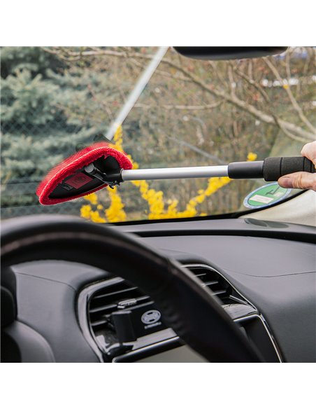 HEYNER βούρτσα με πανί μικροϊνών 407630, πτυσσόμενη έως 50cm, μαύρη/κόκκινη