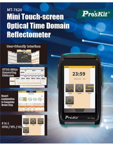 PROSKIT mini OTDR tester καλωδίων οπτικής ίνας MT-7620 με οθόνη αφής