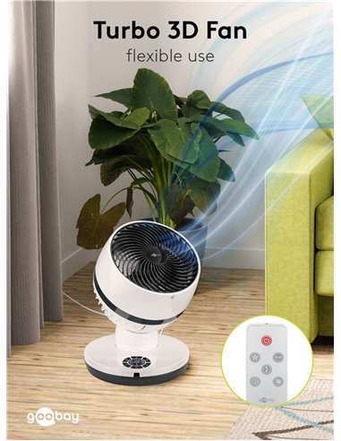 GOOBAY ανεμιστήρας δαπέδου 59515 με χειριστήριο, 23cm, 70W, λευκός