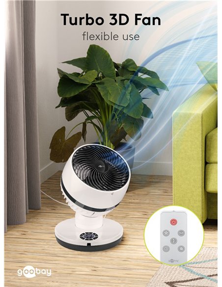 GOOBAY ανεμιστήρας δαπέδου 59515 με χειριστήριο, 23cm, 70W, λευκός