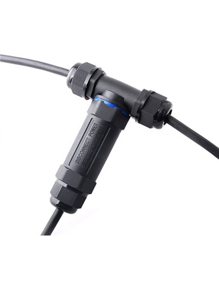 POWERTECH αδιάβροχος σύνδεσμος καλωδίων τροφοδοσίας TOOL-0113, τύπου ταφ, 3pin, IP68, μαύρος