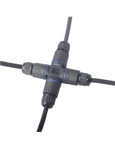 POWERTECH αδιάβροχος σύνδεσμος καλωδίων τροφοδοσίας TOOL-0114, τύπου σταυρός, 3pin, IP68, μαύρος