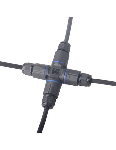 POWERTECH αδιάβροχος σύνδεσμος καλωδίων τροφοδοσίας TOOL-0114, τύπου σταυρός, 3pin, IP68, μαύρος