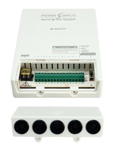 FOLKSAFE τροφοδοτικό συστημάτων CCTV FS-DC120805W, 8 εξόδων, 12V/5A, αδιάβροχο IP65