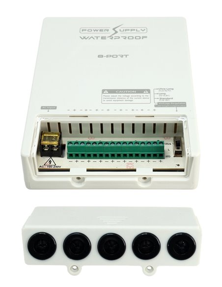 FOLKSAFE τροφοδοτικό συστημάτων CCTV FS-DC120805W, 8 εξόδων, 12V/5A, αδιάβροχο IP65