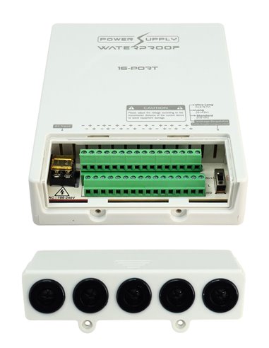 FOLKSAFE τροφοδοτικό συστημάτων CCTV FS-DC121608W, 16 εξόδων, 12V/8A, αδιάβροχο IP65